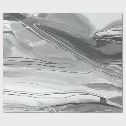 Handgemalte abstrakte Malerei mit Marmor Schwarz-w Geschenkpapier (Flach)