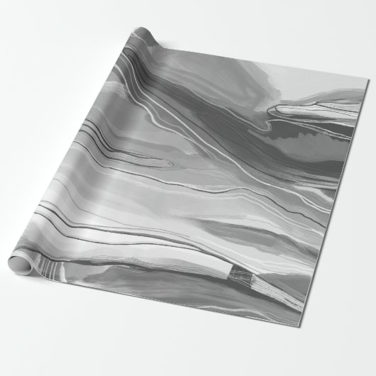 Handgemalte abstrakte Malerei mit Marmor Schwarz-w Geschenkpapier (Ungerollt)