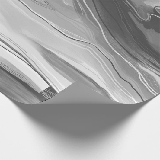 Handgemalte abstrakte Malerei mit Marmor Schwarz-w Geschenkpapier (Ecke)