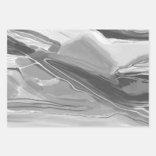 Handgemalte abstrakte Malerei mit Marmor Schwarz-w Geschenkpapier Set (Vorderseite 3)