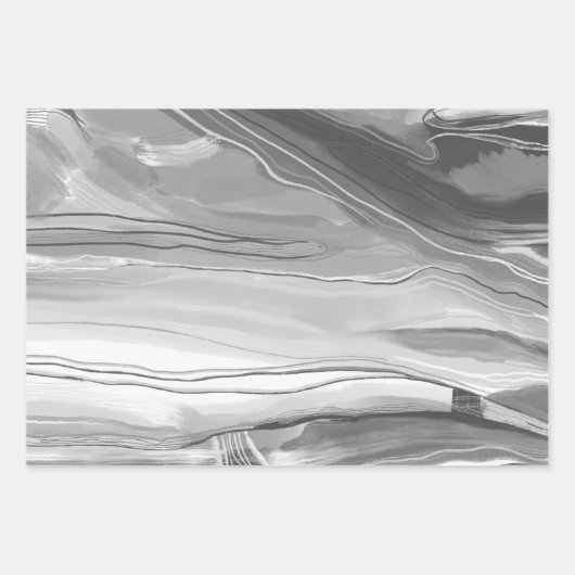 Handgemalte abstrakte Malerei mit Marmor Schwarz-w Geschenkpapier Set (Vorderseite)