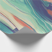 Handgemalte abstrakte Malerei mit marmorblauem Grü Geschenkpapier (Ecke)