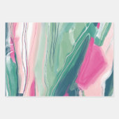Handgemalte abstrakte Malerei mit Marmorgrün pink Geschenkpapier Set (Vorderseite 3)