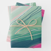 Handgemalte abstrakte Malerei mit Marmorgrün pink Geschenkpapier Set (Beispiel)