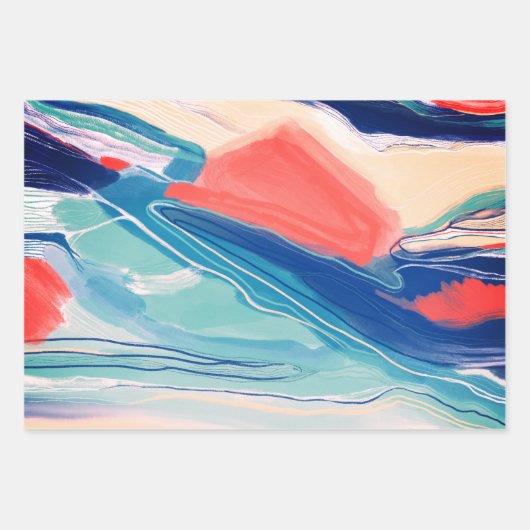 Handgemalte abstrakte Malerei mit Marmorsand Geschenkpapier Set (Vorderseite 3)