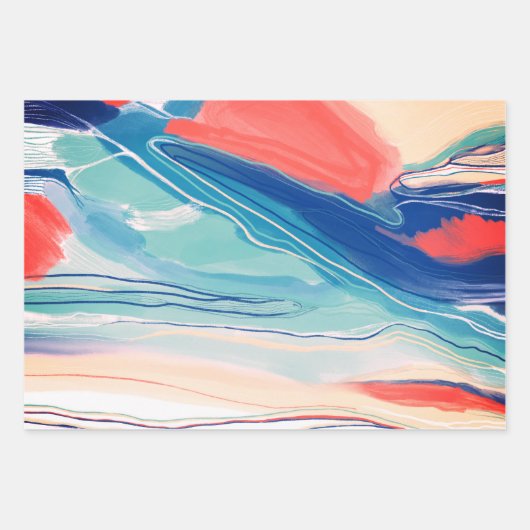 Handgemalte abstrakte Malerei mit Marmorsand Geschenkpapier Set (Vorderseite 2)