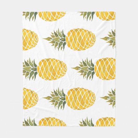 Handgemalte Ananas: Aquarell Nahtlos. Fleecedecke (Vorderseite)