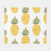 Handgemalte Ananas: Aquarell Nahtlos. Fleecedecke (Vorderseite (Horizontal))