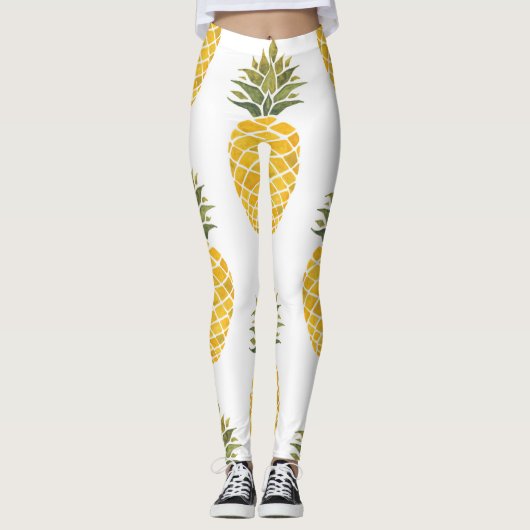 Handgemalte Ananas: Aquarell Nahtlos. Leggings (Vorderseite)
