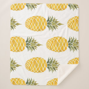 Handgemalte Ananas: Aquarell Nahtlos. Sherpadecke