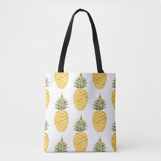 Handgemalte Ananas: Aquarell Nahtlos. Tasche (Vorderseite)