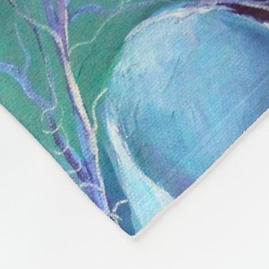 Handgemalte Aqua und Blues Fleecedecke (Ecke)