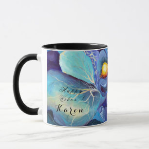 Handgemalte Aqua und Blues Vibes Tasse