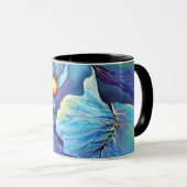 Handgemalte Aqua und Blues Vibes Tasse (VorderseiteRechts)