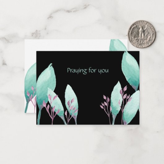 Handgemalte Aqua Wasserfarbe Botanisches Gebet für Mitteilungskarte (Vorderseite/Rückseite Beispiel)