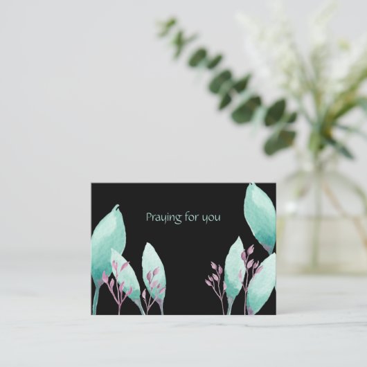 Handgemalte Aqua Wasserfarbe Botanisches Gebet für Mitteilungskarte (Stehend Vorderseite)