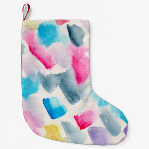 handgemalte Aquarell-Abstrakt-Pinselstriche Hinter Kleiner Weihnachtsstrumpf