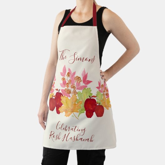 Handgemalte Aquarell-Blätter Äpfel Rosh Hashanah Schürze (InSitu)