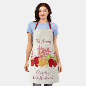 Handgemalte Aquarell-Blätter Äpfel Rosh Hashanah Schürze (Getragen)