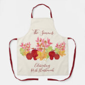 Handgemalte Aquarell-Blätter Äpfel Rosh Hashanah Schürze (Vorderseite)