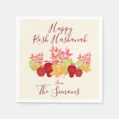 Handgemalte Aquarell-Blätter Äpfel Rosh Hashanah Serviette (Vorderseite)