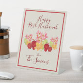 Handgemalte Aquarell-Blätter Äpfel Rosh Hashanah Sockelschild (In SItu)