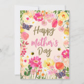 Handgemalte Aquarell-Blumen-Garten Muttertag Karte (Vorderseite)