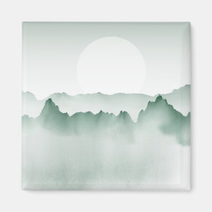 Handgemalte Aquarell-Gebirgslandschaft Magnet