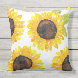 Handgemalte Aquarell-Sonnenblumen Kissen