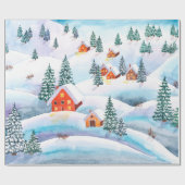 Handgemalte Aquarellbilder des Winters Geschenkpapier (Flach)