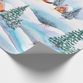 Handgemalte Aquarellbilder des Winters Geschenkpapier (Ecke)