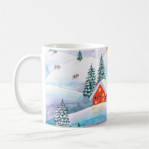 Handgemalte Aquarellbilder des Winters Kaffeetasse