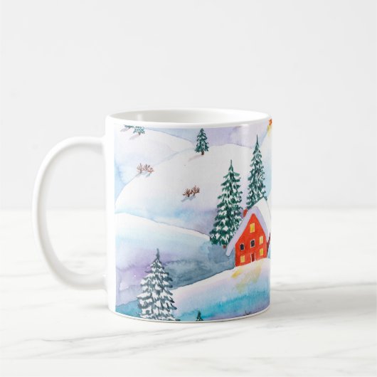 Handgemalte Aquarellbilder des Winters Kaffeetasse (Links)