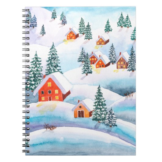 Handgemalte Aquarellbilder des Winters Notizblock (Vorderseite)
