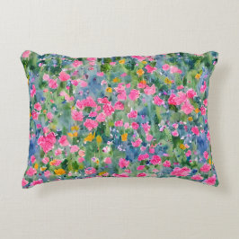 Handgemalte Aquarellblütengarten Sommer Trend Dekokissen