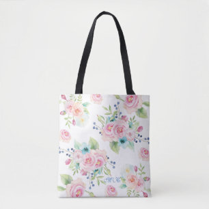 Handgemalte Aquarellfarben-Blume, benutzerdefinier Tasche
