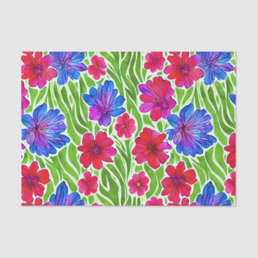 Handgemalte Aquarellfarben Blume farbenfroh rosa b Seidenpapier (Vorderseite)