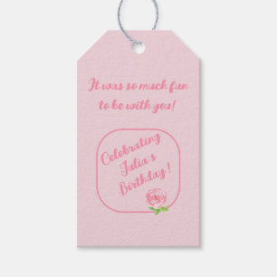 Handgemalte Aquarellfarben-Rose BIRTHDAY Geschenkanhänger