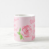 Handgemalte Aquarellfarben-Rose GLÜCKLICH BIRTHTAG Kaffeetasse (Mittel)