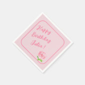 Handgemalte Aquarellfarben-Rose GLÜCKLICH BIRTHTAG Serviette (Ecke)