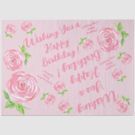 Handgemalte Aquarellfarben-Rose - GLÜCKLICHES GEBU Seidenpapier