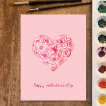 Handgemalte Aquarellfarben Rose Valentinstag