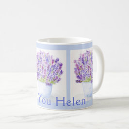 Handgemalte Aquarelllavender Danke, dass Sie BLU b Kaffeetasse