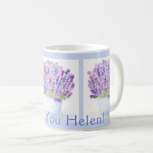 Handgemalte Aquarelllavender Danke, dass Sie BLU b Kaffeetasse