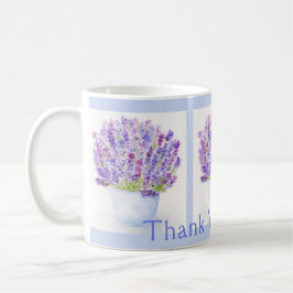 Handgemalte Aquarelllavender Danke, dass Sie BLU b Kaffeetasse