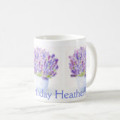 Handgemalte Aquarelllavender Floral BIRTHDAY Kaffeetasse (VorderseiteRechts)
