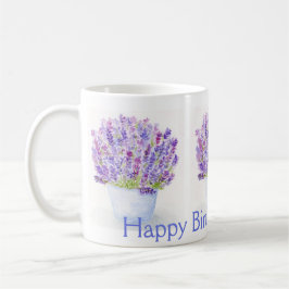 Handgemalte Aquarelllavender Floral BIRTHDAY Kaffeetasse