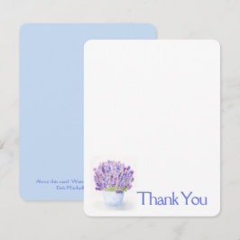 Handgemalte Aquarelllavender Floral DANK IHNEN Mitteilungskarte