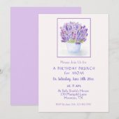 Handgemalte Aquarelllavender Floral Geburtstag Einladung (Vorne/Hinten)