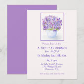 Handgemalte Aquarelllavender Floral Geburtstag Einladung (Vorne/Hinten)